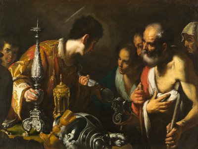 San Lorenzo distribuyendo los tesoros de la iglesia de Bernardo Strozzi